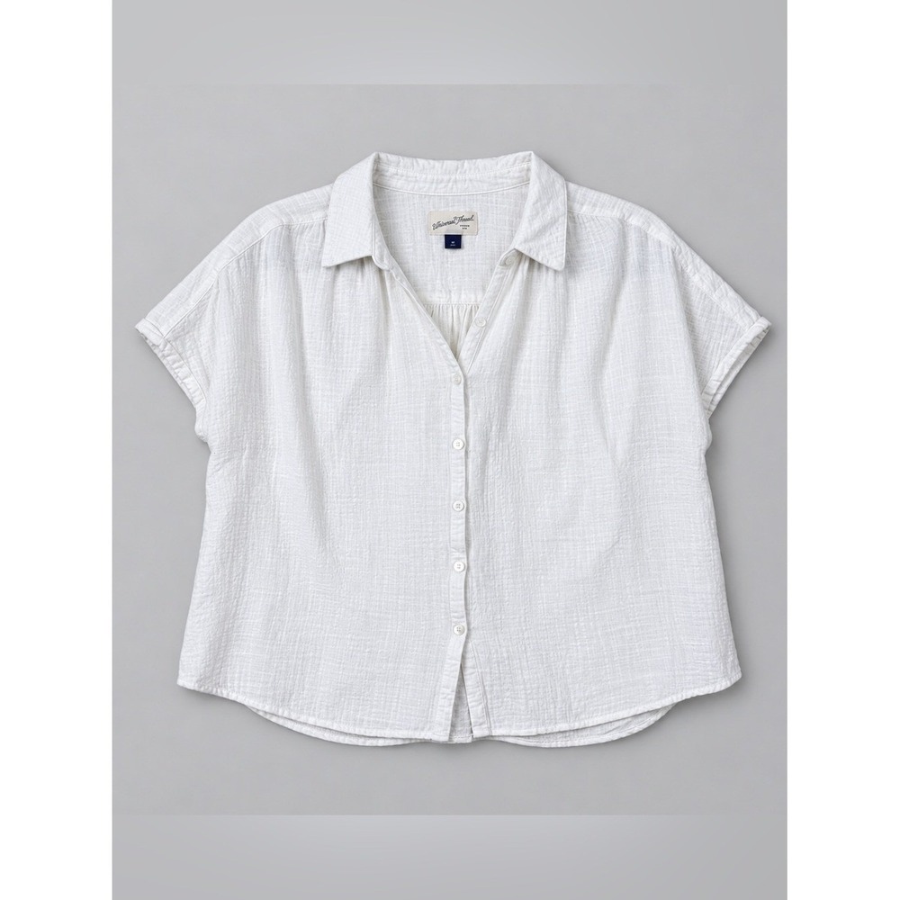 Gauze Cotton Button Up Top XL Coastal Euro Summer Beachy Fisherman